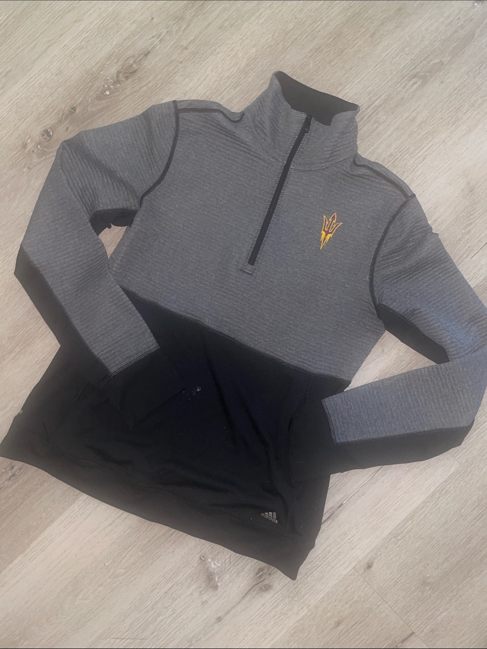 adidas Arizona State University Climacool Quarter-Zip Pullover | Gray & Black